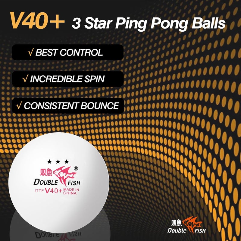 Double Fish Ping Pong Balls - White & Orange 3-Star Table Tennis Balls - High Performance V40+ ABS Balls Ultimate Durability Training Ball 12 Pack - Image 3
